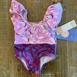 Lil Ma Baby Girls 0-3M Pink Floral Mixed Print Ruffle One-Piece Swimsuit